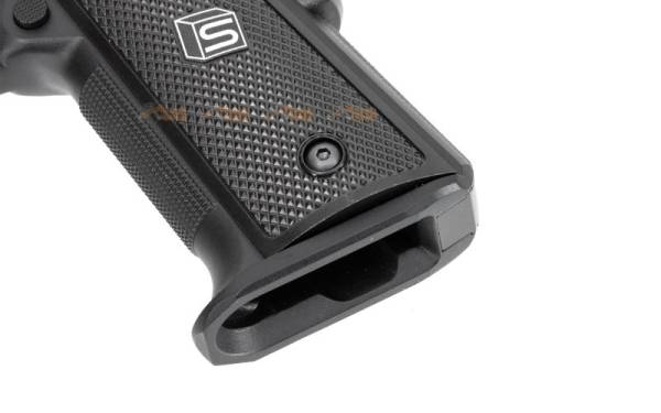 EMG / SAI RED 1911 Aluminium Alloy Lower Frame Grip for WE, EMG 1911 Airsoft GBB (Black) - Image 5