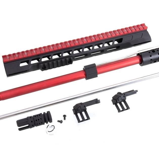 APS Phantom Extremis Rifles MK4  M-LOK Handguard (Red Top Rail) with Picatinny Side Rail & Outer Barrel (Red Coated) with 70mm Flash Hider