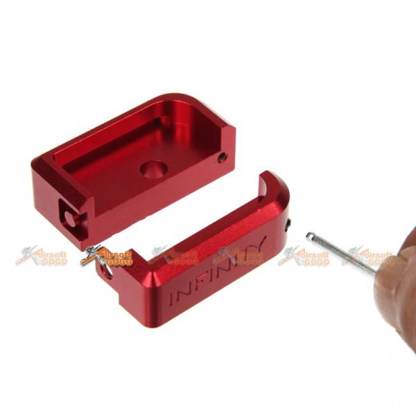 AIP CNC Aluminum Infinity Puzzle Magazine Base for Marui Hi-Capa (Red) - Image 2