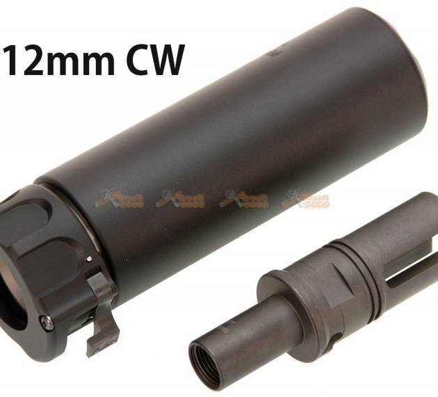 SOCOM 46 Style Mini Dummy Silencer with +12mm CW Flash Hider for VFC / KWA / KWC MP7 GBB (Black)