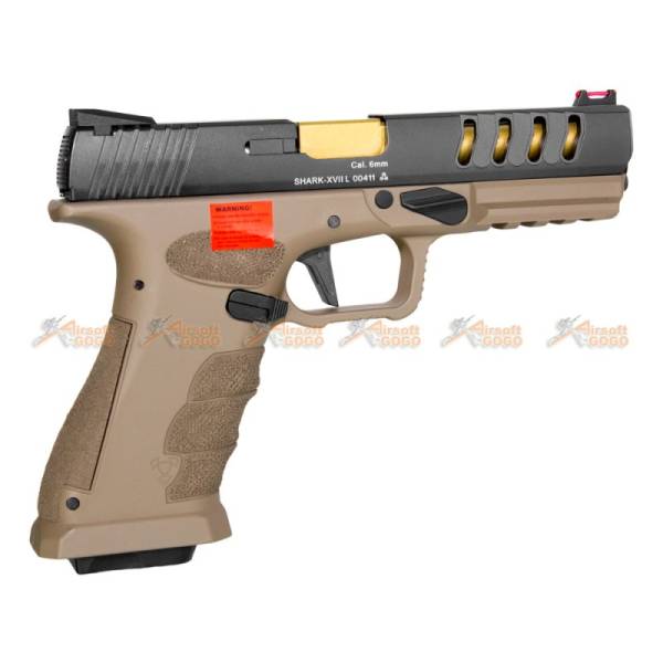 APS CO2 SHARK-D Semi/Auto GBB Pistol (Black Slide, Dark Earth Frame) - Image 6