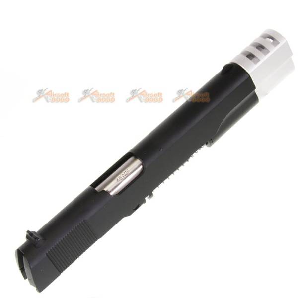 Army Metal Slide with Aluminum Compensator for Marui 1911 GBB (Black & Silver) - Image 3
