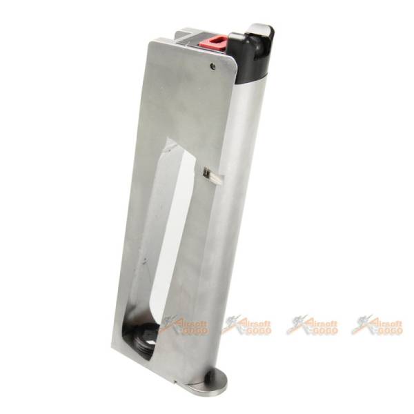 AW 1911 Metal Single Stack Co2 Magazine for AW EMG 1911 Airsoft GBB (Silver) - Image 2