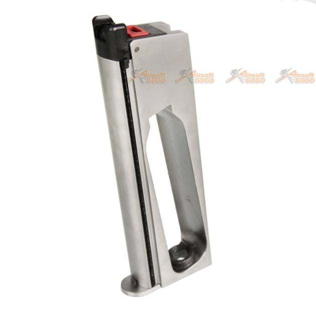 AW 1911 Metal Single Stack Co2 Magazine for AW EMG 1911 Airsoft GBB (Silver)