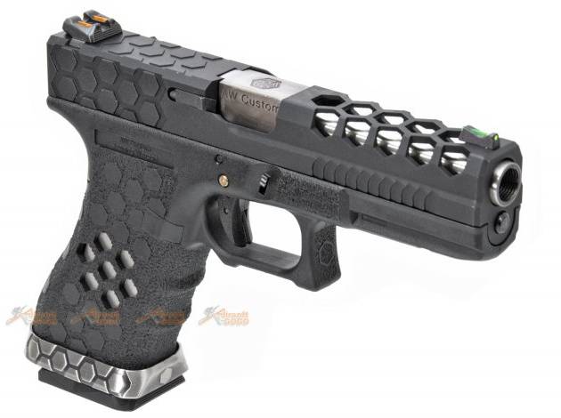 Armorer Works Hex Cut G18C GBB Pistol (Black Slide and Frame)