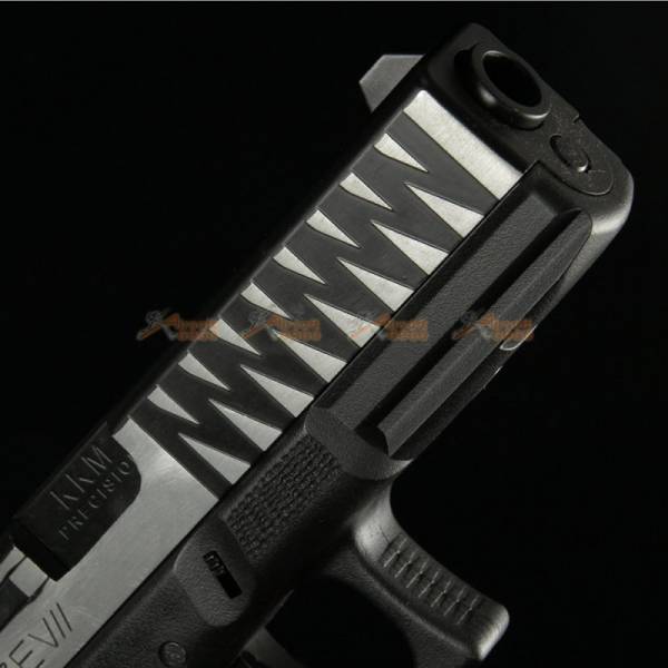 BELL 1/1 scale high performance assembled G17 Airsoft GBB - NO.742L (Silver / Black) - Image 5