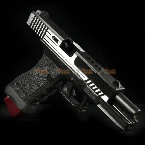BELL 1/1 scale high performance assembled G17 Airsoft GBB - NO.757L (Silver / Black) - Image 3