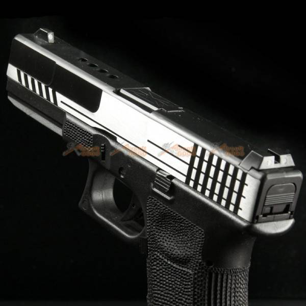 BELL 1/1 scale high performance assembled G17 Airsoft GBB - NO.757L (Silver / Black) - Image 7