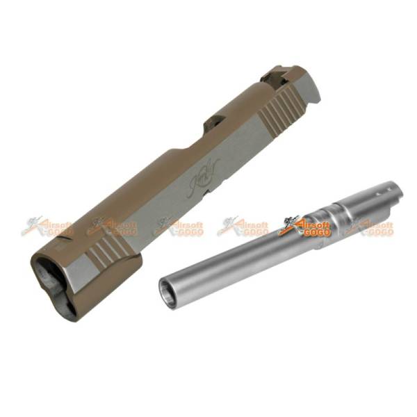 BELL Kimber Type Metal Slide for Army / Marui 1911 Airsoft GBB (Brown & Silver) - Image 2
