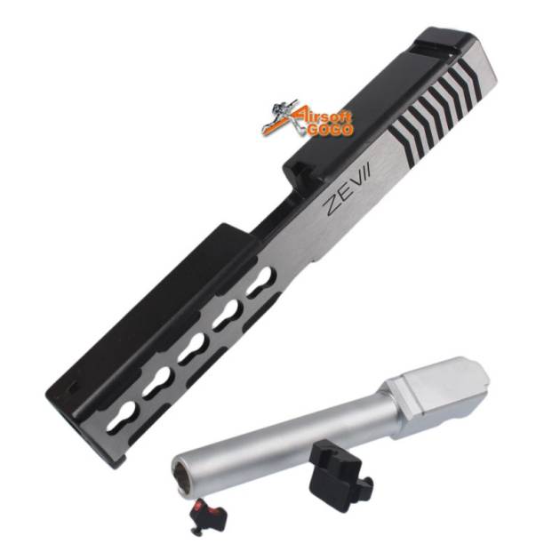 BELL Custom Slide ZEV Type for Marui G17 GBB (2 Tone & Silver Barrel) Type 1