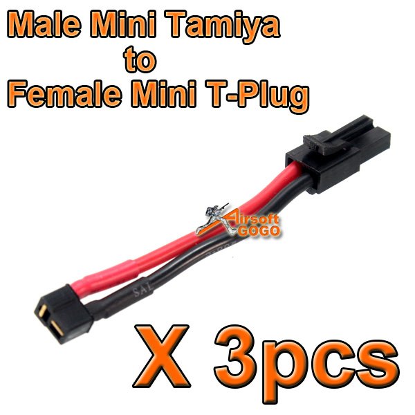 3pcs X BOL Male Mini Tamiya to Female Mini T-Plug Airsoft Battery Wire for Airsoft AEG EBB