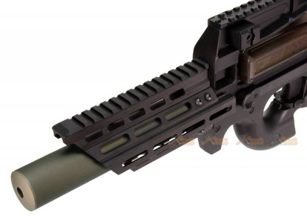 Battleaxe Metal Extended Keymod Handguard Rail with (+/-)14mm Silencer for Marui / CYMA P90 AEG (Black , Olive green) - Image 2