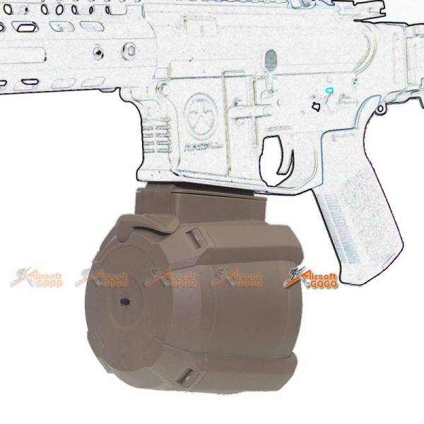 Battleaxe 1000rds Electric Drum Magazine for M4 AEG (TAN) - Image 4