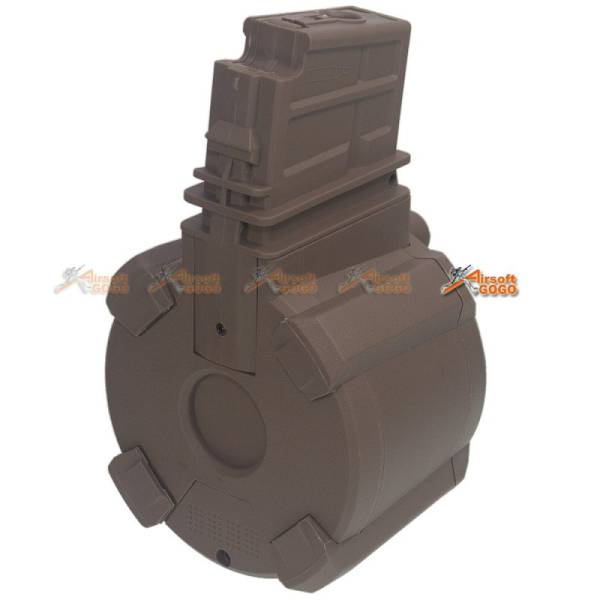 Battleaxe 1000rds Electric Drum Magazine for G36 AEG (TAN) - Image 3