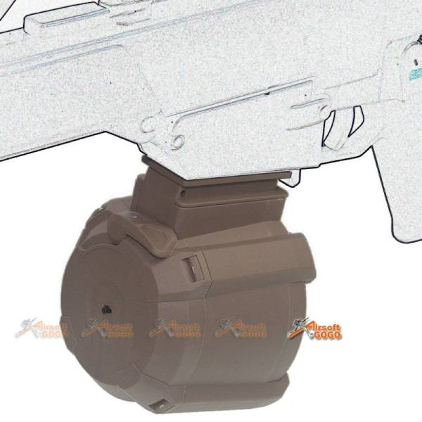 Battleaxe 1000rds Electric Drum Magazine for G36 AEG (TAN) - Image 5