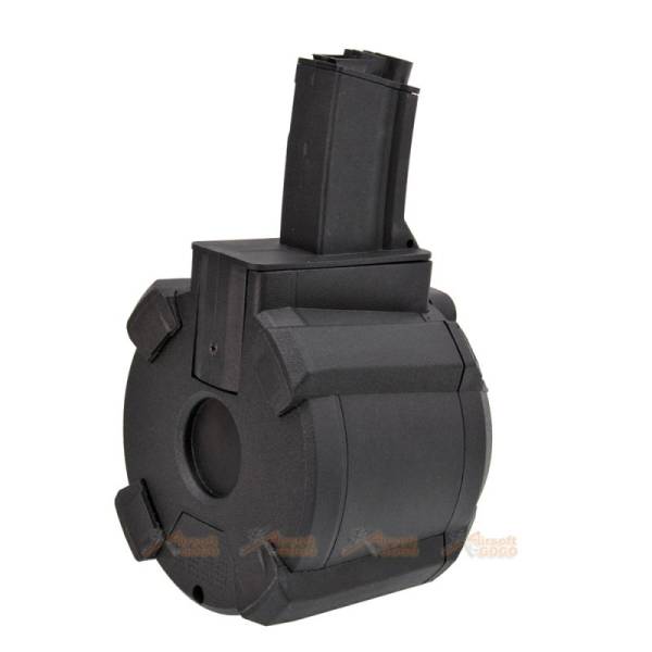 Battleaxe 1000 rounds Electric Winding Drum Magazine for MP5 AEG Series (Black) - Image 3