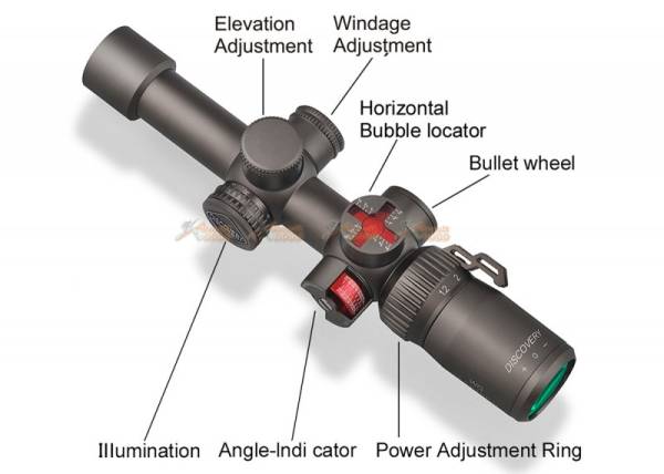 DISCOVERY WG 1.2-6X24IRAI Illuminated Hunting Rifle Scope Sight for GBB (Sand Color) - Image 8