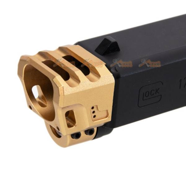 Dynamic Precision CNC Aluminium for Marui, WE G17/G18C Slide Compensator - Type B (Gold) - Image 3