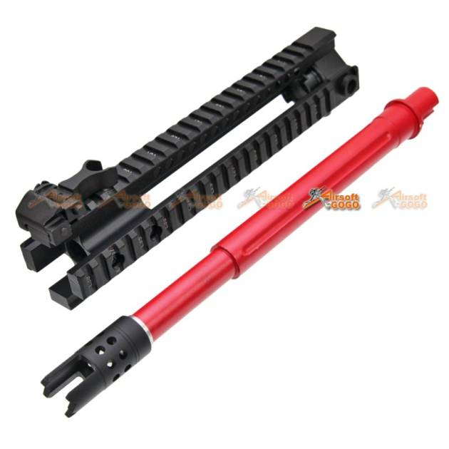 E&C MK110 10" Inch RAS RIS Handguard Front Set with Outer Barrel Kit for M4 M16 M4A1 AEG (Red)