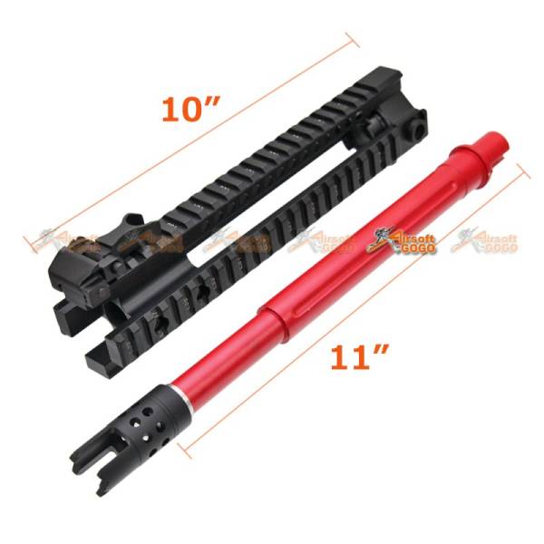 E&C MK110 10" Inch RAS RIS Handguard Front Set with Outer Barrel Kit for M4 M16 M4A1 AEG (Red) - Image 2