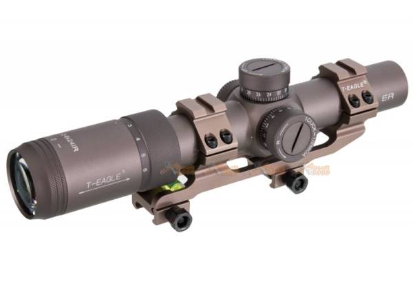 T-EAGLE ER series 1.2-6X24IR Tactical Optic Sight Rifle Scope with Universal Collimator Horizontal Connecting Mount - Image 7