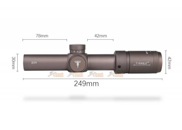 T-EAGLE ER series 1.2-6X24IR Tactical Optic Sight Rifle Scope with Universal Collimator Horizontal Connecting Mount - Image 3