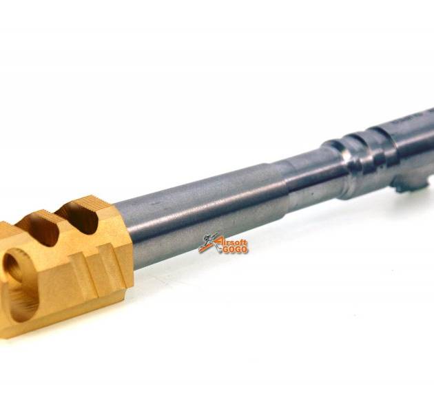 IPSC(Open) Stainless Steel Outer Barrel  with Chris Copper Compensator (Gold) for Marui Hi-Capa 5.1