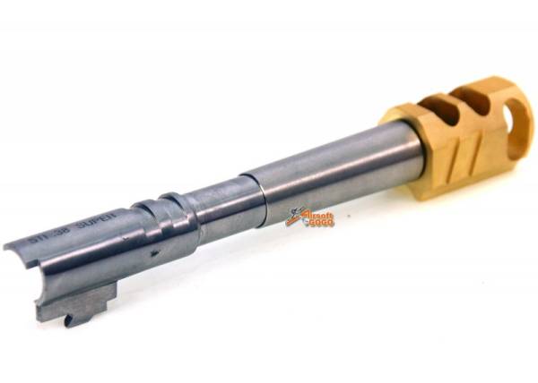 IPSC(Open) Stainless Steel Outer Barrel  with Chris Copper Compensator (Gold) for Marui Hi-Capa 5.1 - Image 2