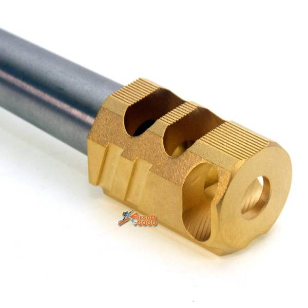 IPSC(Open) Stainless Steel Outer Barrel  with Chris Copper Compensator (Gold) for Marui Hi-Capa 5.1 - Image 5