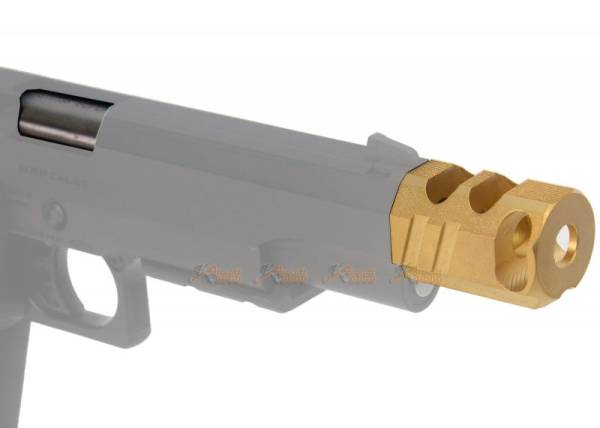 IPSC(Open) Stainless Steel Outer Barrel  with Chris Copper Compensator (Gold) for Marui Hi-Capa 5.1 - Image 6