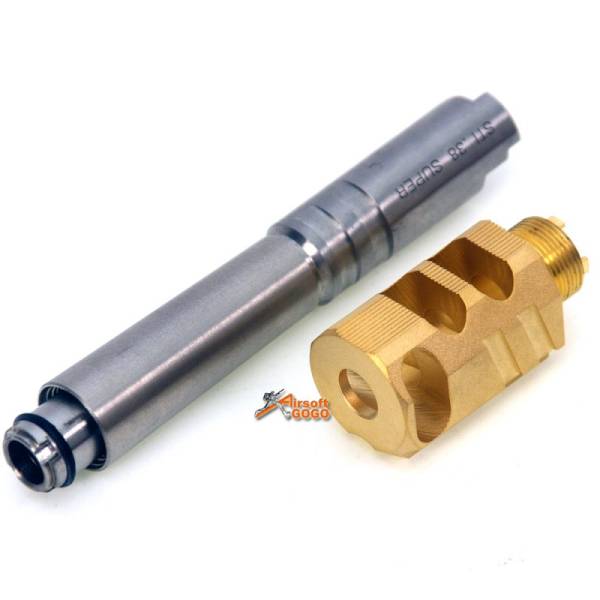 IPSC(Open) Stainless Steel Outer Barrel  with Chris Copper Compensator (Gold) for Marui Hi-Capa 5.1 - Image 4