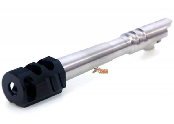 IPSC(Open) Stainless Steel Outer Barrel  with Chris Copper Compensator (Black) for Marui Hi-Capa 5.1