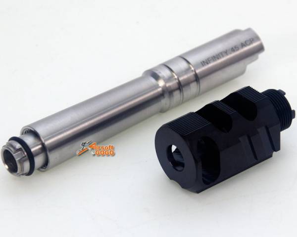 IPSC(Open) Stainless Steel Outer Barrel  with Chris Copper Compensator (Black) for Marui Hi-Capa 5.1 - Image 5