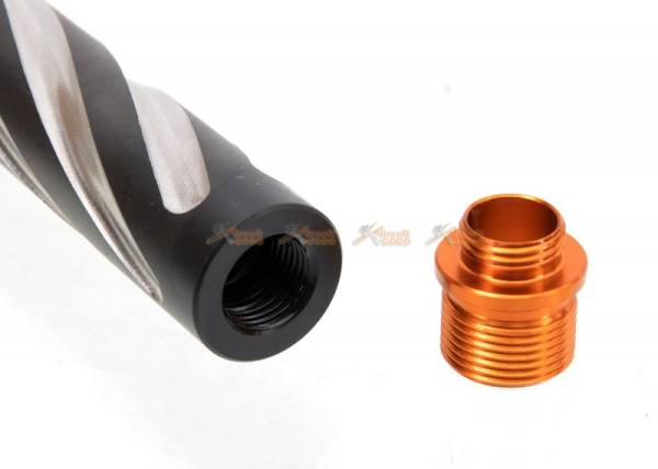 Tornado Stainless Steel .45 ACP Marking Threaded Outer Barrel with Adapter for Marui Hi-Capa 5.1 (Black) - Image 4