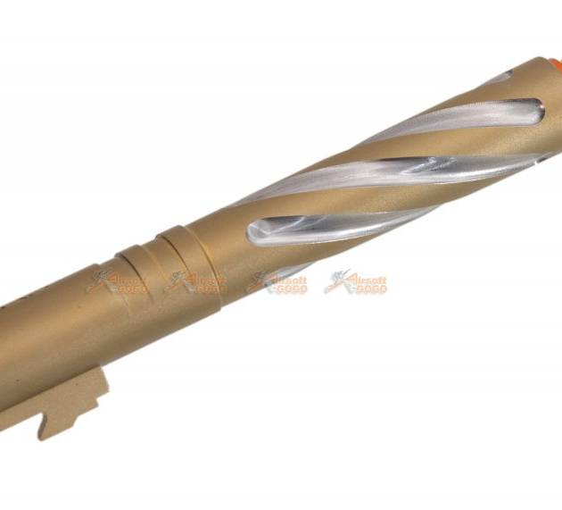 5KU Tornado Stainless Steel .45 ACP Marking Threaded Outer Barrel with Adapter for Marui Hi-Capa 5.1 (Gold)