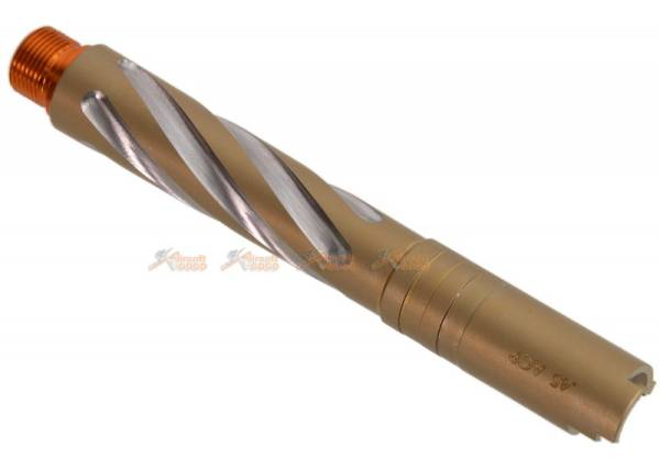 5KU Tornado Stainless Steel .45 ACP Marking Threaded Outer Barrel with Adapter for Marui Hi-Capa 5.1 (Gold) - Image 3