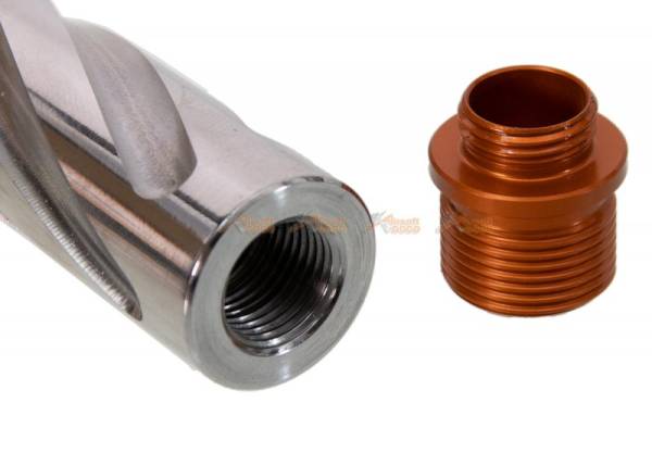 Tornado Stainless Steel .45 ACP Marking Threaded Outer Barrel with Adapter for Marui Hi-Capa 5.1 (Silver) - Image 3