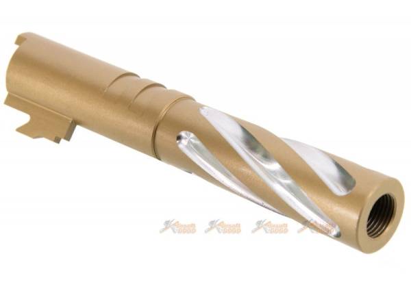 5KU M11 CW Tornado 4.3 Inch Stainless Outer Barrel - for Marui Hi-Capa GBB - Gold with Silver - Image 2
