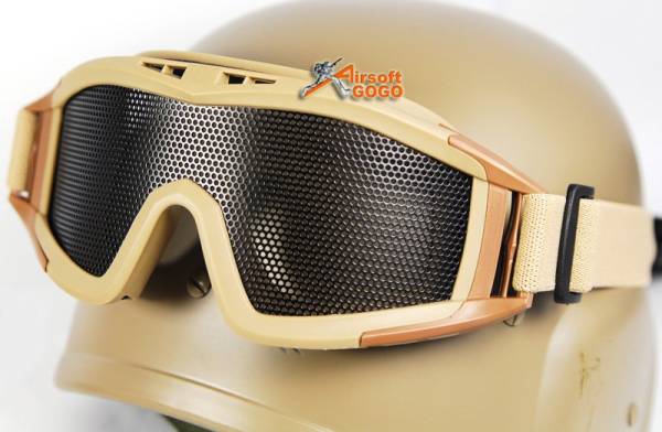 Airsoft No Fog Metal Mesh DL Style Goggle Sand