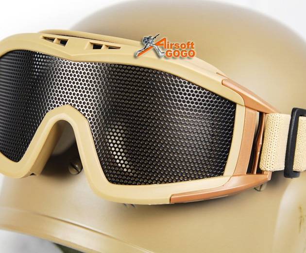 Airsoft No Fog Metal Mesh DL Style Goggle Sand