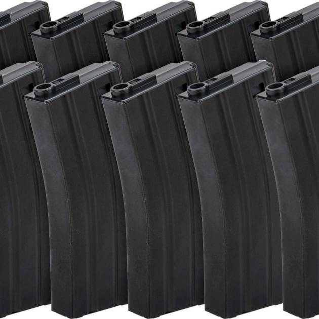 G&P 130rd Mid-Cap Metal Magazine for M4 Series AEG (Black, 10pcs)