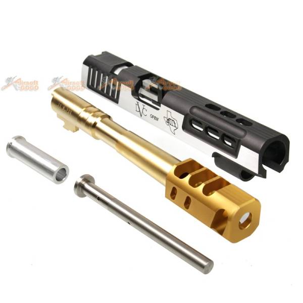 Gunsmith Bros CNC Aluminum STI DVC Open Kit Set for Tokyo Marui HI-Capa 5.1 (Silver & Gold) - Image 2