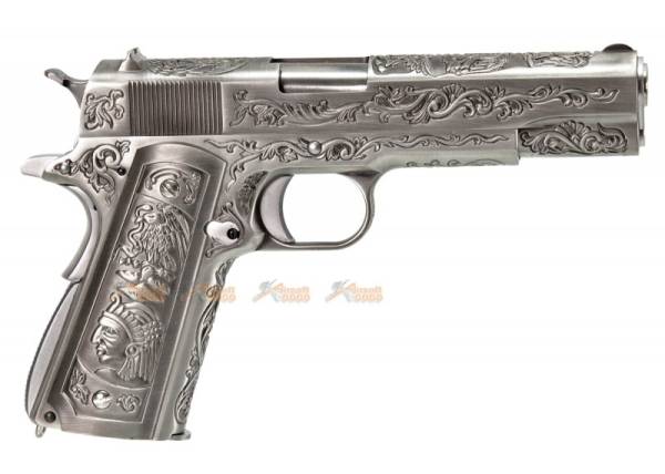 WE M1911A1 Classic Floral Pattern GBB Pistol (Silver) - Image 7