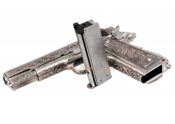 WE M1911A1 Classic Floral Pattern GBB Pistol (Silver) - Image 3