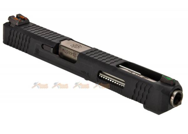 WE Slide Set for Marui WE G34 T5 GBB Pistol (Black Slide / Silver Barrel)