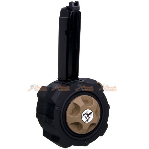 HFC G Metal Gas Drum Magazine for Marui / WE / HFC / APS G17 G18 G22 G26 G34 Airsoft GBB (Black)