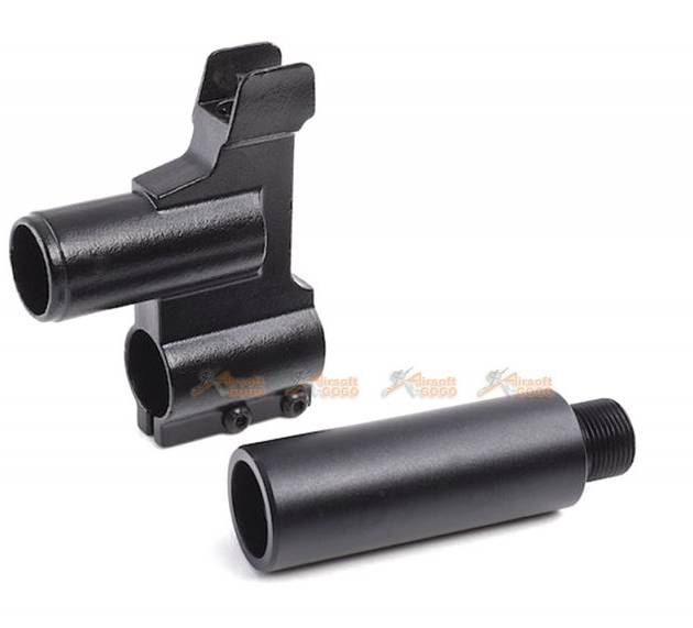 Hephaestus Steel Front Sight Block (Type A) with 14mm CW Barrel Adapter for GHK/LCT AK AEG