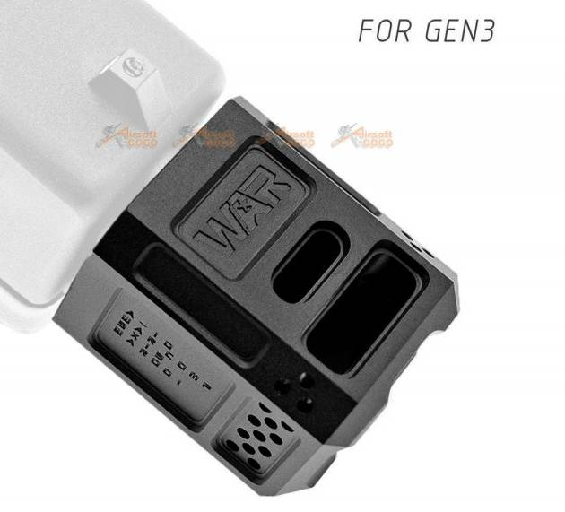 JDG WAR A10 Compensator 14mm CCW for Umarex(VFC)/ Tokyo Marui/ WE G17/ G18/ G19X/ G22/ G26 GBB  ( Licensed by WAR ) ( Black )