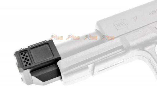 JDG WAR A10 Compensator 14mm CCW for Umarex(VFC)/ Tokyo Marui/ WE G17/ G18/ G19X/ G22/ G26 GBB  ( Licensed by WAR ) ( Black ) - Image 6