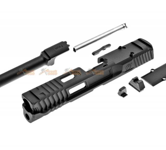 JDG Floyds Licensed The Poseidon Style M&P RMR Cut Slide Set for Tokyo Marui M&P9L GBB (w/ JDG 6.03mm Stainless Steel Precision 90mm Inner Banner) (Black)